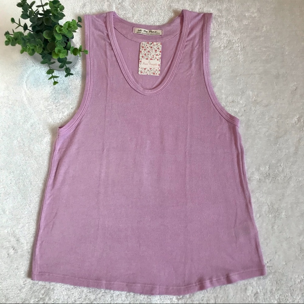 We the Free lilac ribbed plunge sleeveless tank top Medium